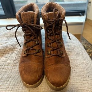 Brown combat boots